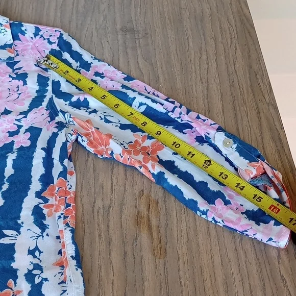 Ruby Rd. Floral Striped Blouse - Blue, Pink, White - Picture 14 of 15